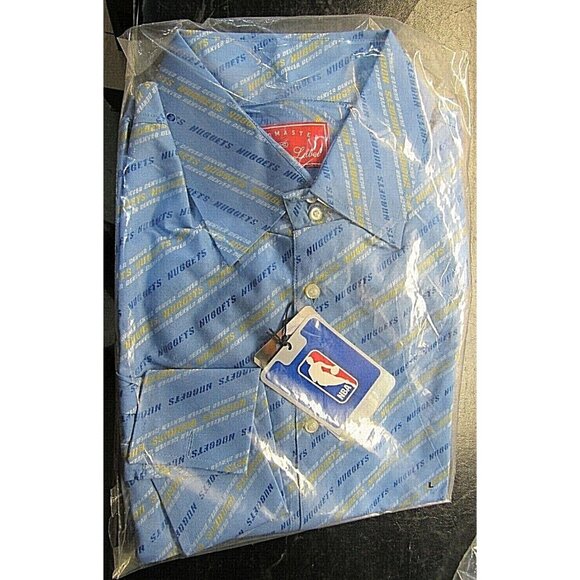NBA Denver Nuggets Blue Button Up Dress Shirt Long Sleeve by Headmaster size 3XL - Picture 1 of 3